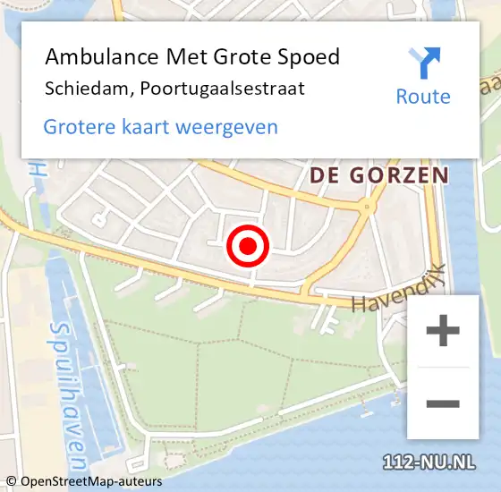 Locatie op kaart van de 112 melding: Ambulance Met Grote Spoed Naar Schiedam, Poortugaalsestraat op 5 september 2022 04:11