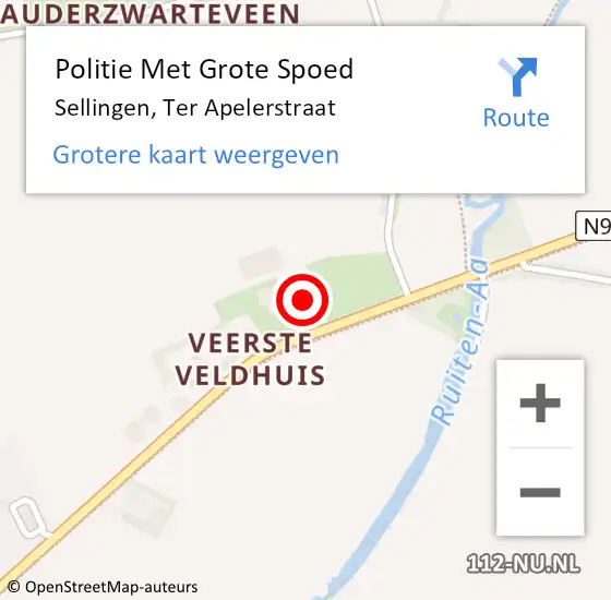 Locatie op kaart van de 112 melding: Politie Met Grote Spoed Naar Sellingen, Ter Apelerstraat op 5 september 2022 04:37
