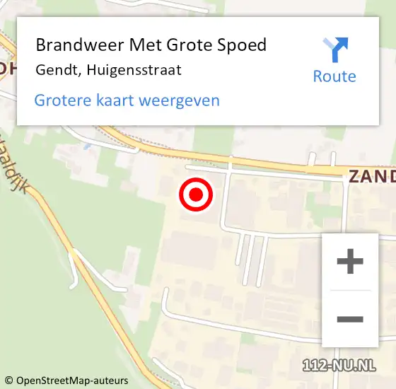 Locatie op kaart van de 112 melding: Brandweer Met Grote Spoed Naar Gendt, Huigensstraat op 5 september 2022 04:46