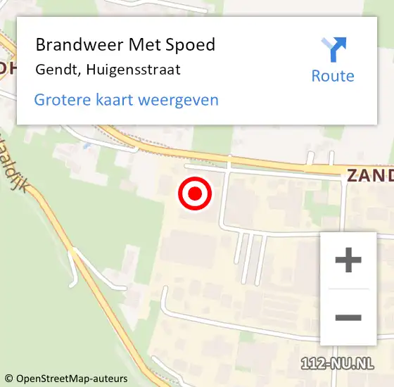 Locatie op kaart van de 112 melding: Brandweer Met Spoed Naar Gendt, Huigensstraat op 5 september 2022 05:53