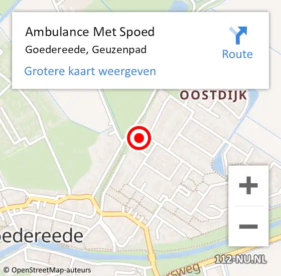 Locatie op kaart van de 112 melding: Ambulance Met Spoed Naar Goedereede, Geuzenpad op 5 september 2022 06:17