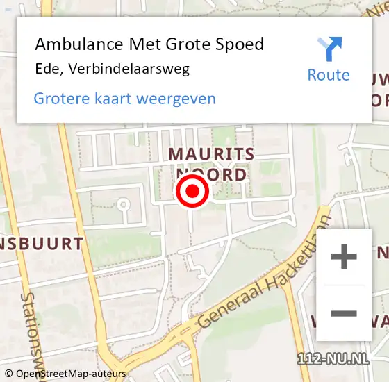 Locatie op kaart van de 112 melding: Ambulance Met Grote Spoed Naar Ede, Verbindelaarsweg op 5 september 2022 06:45