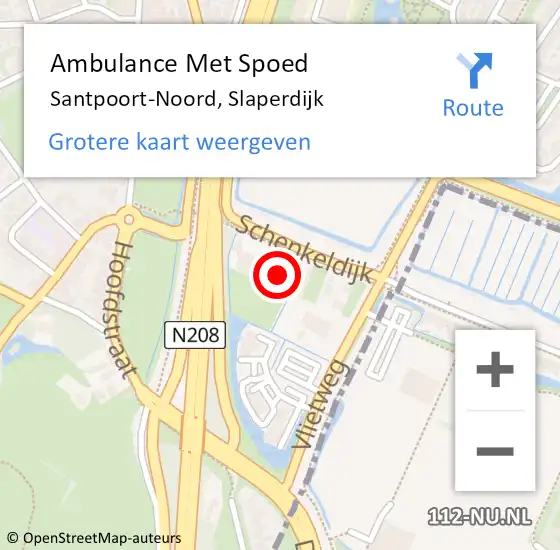 Locatie op kaart van de 112 melding: Ambulance Met Spoed Naar Santpoort-Noord, Slaperdijk op 5 september 2022 06:48