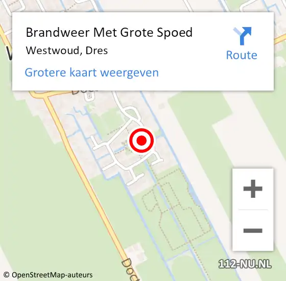 Locatie op kaart van de 112 melding: Brandweer Met Grote Spoed Naar Westwoud, Dres op 5 september 2022 06:51