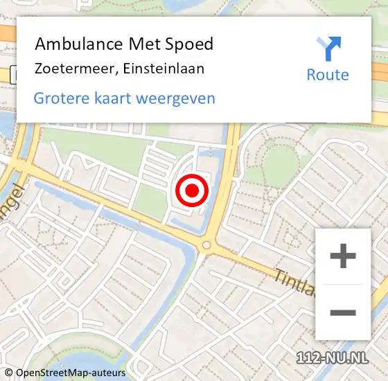 Locatie op kaart van de 112 melding: Ambulance Met Spoed Naar Zoetermeer, Einsteinlaan op 5 september 2022 07:20