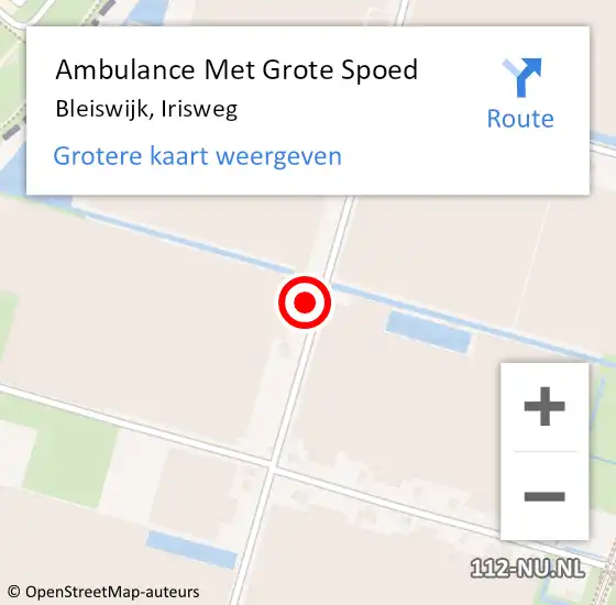 Locatie op kaart van de 112 melding: Ambulance Met Grote Spoed Naar Bleiswijk, Irisweg op 5 september 2022 07:31