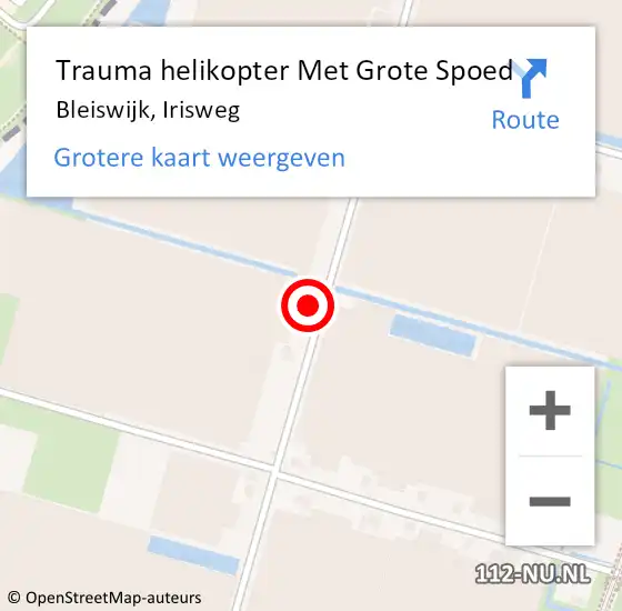 Locatie op kaart van de 112 melding: Trauma helikopter Met Grote Spoed Naar Bleiswijk, Irisweg op 5 september 2022 07:31