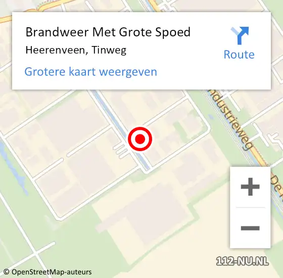 Locatie op kaart van de 112 melding: Brandweer Met Grote Spoed Naar Heerenveen, Tinweg op 5 september 2022 07:54
