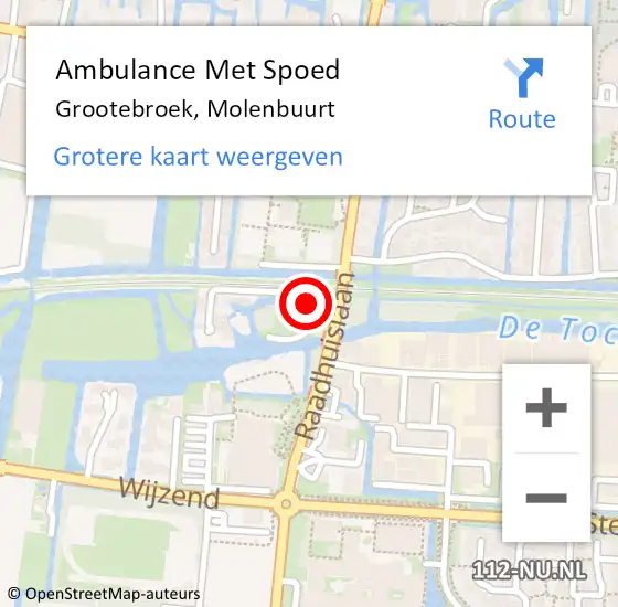 Locatie op kaart van de 112 melding: Ambulance Met Spoed Naar Grootebroek, Molenbuurt op 5 september 2022 08:08