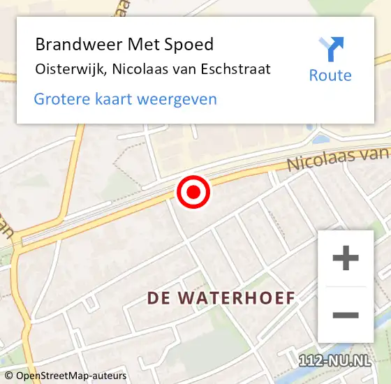 Locatie op kaart van de 112 melding: Brandweer Met Spoed Naar Oisterwijk, Nicolaas van Eschstraat op 5 september 2022 08:20