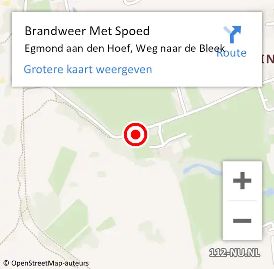 Locatie op kaart van de 112 melding: Brandweer Met Spoed Naar Egmond aan den Hoef, Weg naar de Bleek op 5 september 2022 08:54