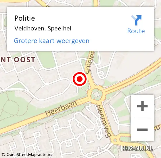 Locatie op kaart van de 112 melding: Politie Veldhoven, Speelhei op 5 september 2022 08:57