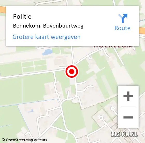 Locatie op kaart van de 112 melding: Politie Bennekom, Bovenbuurtweg op 5 september 2022 08:57