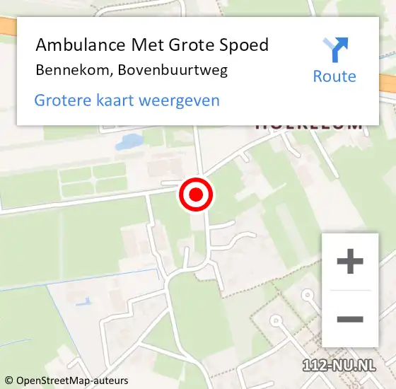 Locatie op kaart van de 112 melding: Ambulance Met Grote Spoed Naar Bennekom, Bovenbuurtweg op 5 september 2022 08:58