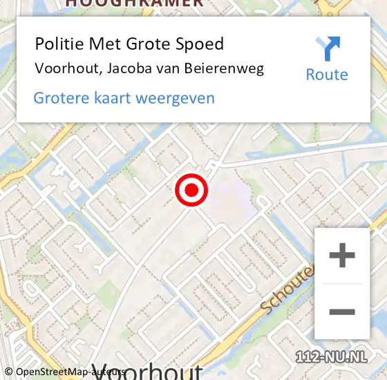 Locatie op kaart van de 112 melding: Politie Met Grote Spoed Naar Voorhout, Jacoba van Beierenweg op 5 september 2022 08:59