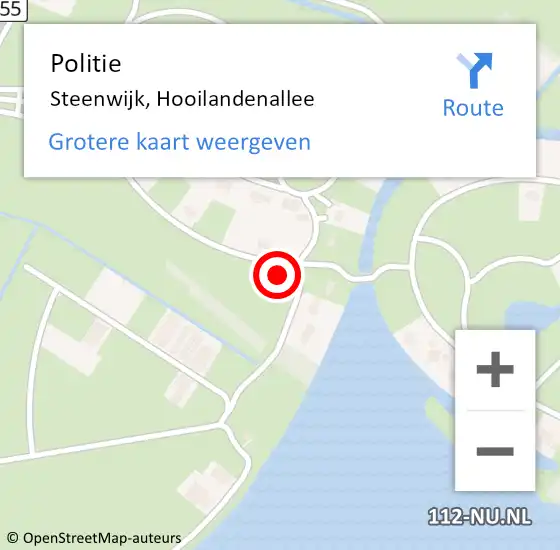 Locatie op kaart van de 112 melding: Politie Steenwijk, Hooilandenallee op 5 september 2022 09:08