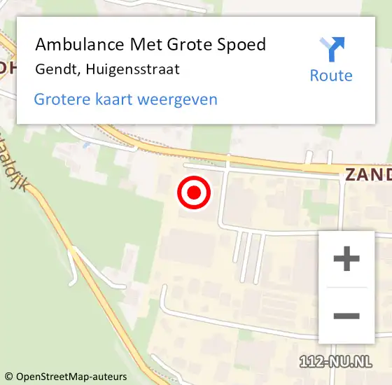 Locatie op kaart van de 112 melding: Ambulance Met Grote Spoed Naar Gendt, Huigensstraat op 5 september 2022 09:16