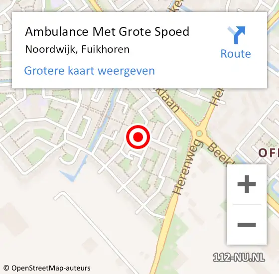 Locatie op kaart van de 112 melding: Ambulance Met Grote Spoed Naar Noordwijk, Fuikhoren op 5 september 2022 09:23