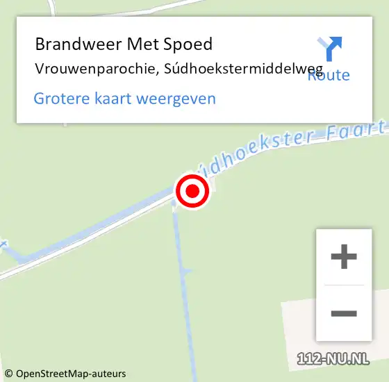 Locatie op kaart van de 112 melding: Brandweer Met Spoed Naar Vrouwenparochie, Súdhoekstermiddelweg op 5 september 2022 09:25