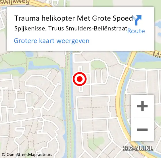 Locatie op kaart van de 112 melding: Trauma helikopter Met Grote Spoed Naar Spijkenisse, Truus Smulders-Beliënstraat op 5 september 2022 09:34