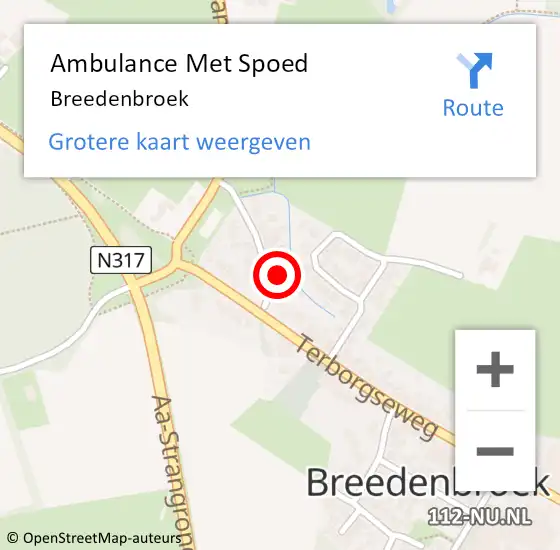 Locatie op kaart van de 112 melding: Ambulance Met Spoed Naar Breedenbroek op 5 september 2022 09:50