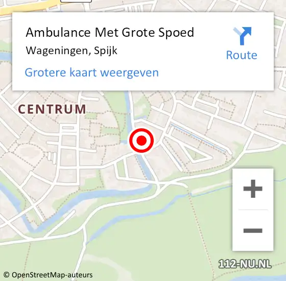 Locatie op kaart van de 112 melding: Ambulance Met Grote Spoed Naar Wageningen, Spijk op 5 september 2022 09:54