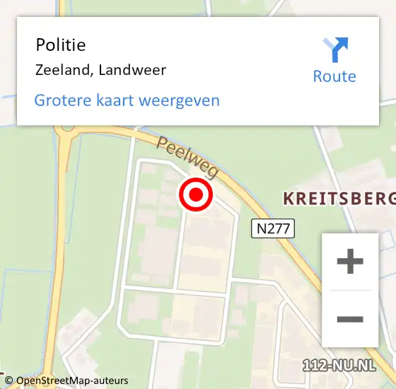 Locatie op kaart van de 112 melding: Politie Zeeland, Landweer op 5 september 2022 10:03