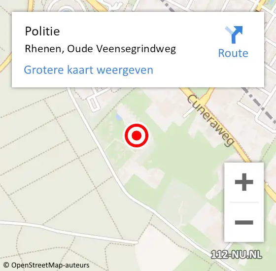 Locatie op kaart van de 112 melding: Politie Rhenen, Oude Veensegrindweg op 5 september 2022 10:10