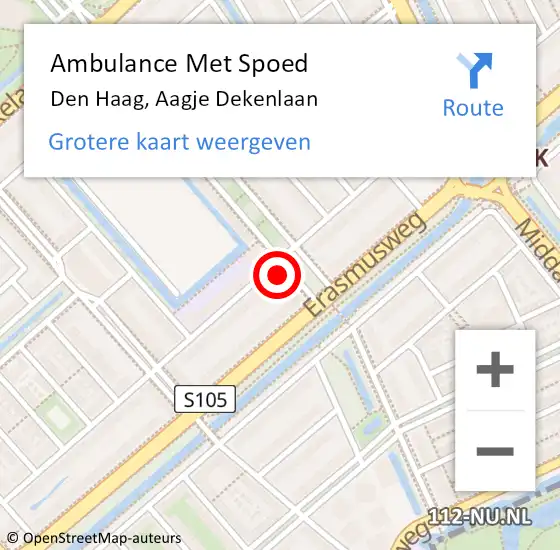 Locatie op kaart van de 112 melding: Ambulance Met Spoed Naar Den Haag, Aagje Dekenlaan op 5 september 2022 10:19