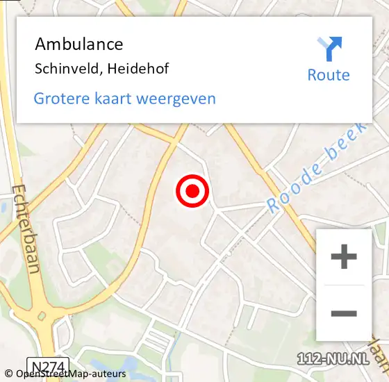 Locatie op kaart van de 112 melding: Ambulance Schinveld, Heidehof op 28 juli 2014 14:40