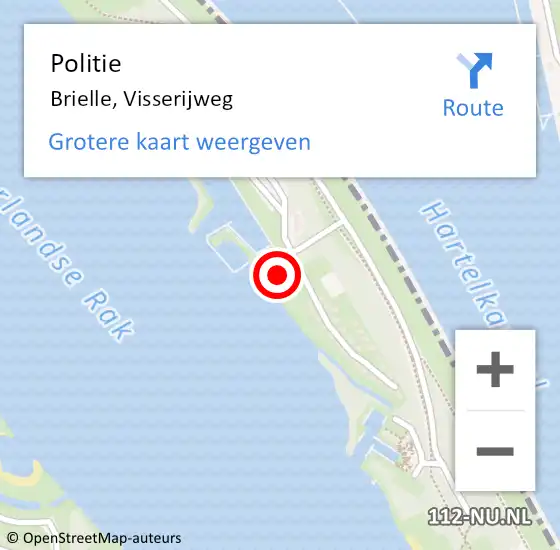 Locatie op kaart van de 112 melding: Politie Brielle, Visserijweg op 5 september 2022 10:51