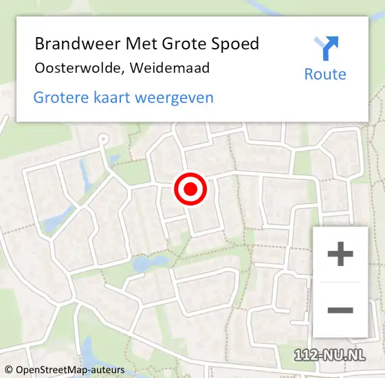 Locatie op kaart van de 112 melding: Brandweer Met Grote Spoed Naar Oosterwolde, Weidemaad op 5 september 2022 10:55