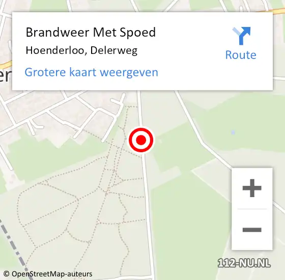 Locatie op kaart van de 112 melding: Brandweer Met Spoed Naar Hoenderloo, Delerweg op 28 juli 2014 14:43