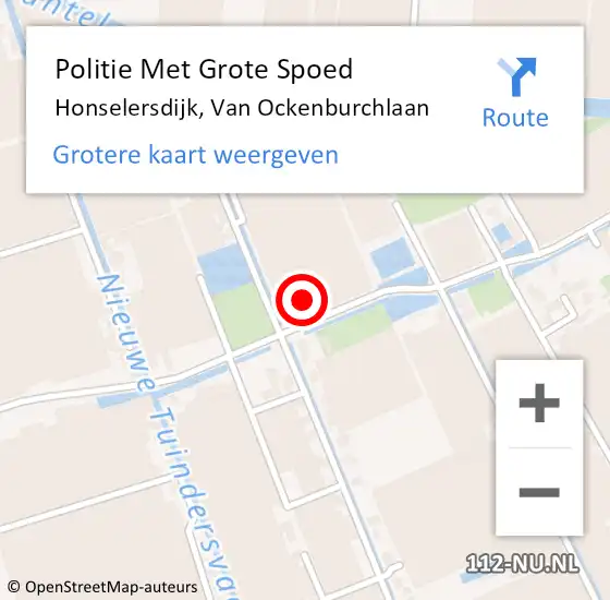 Locatie op kaart van de 112 melding: Politie Met Grote Spoed Naar Honselersdijk, Van Ockenburchlaan op 5 september 2022 11:29