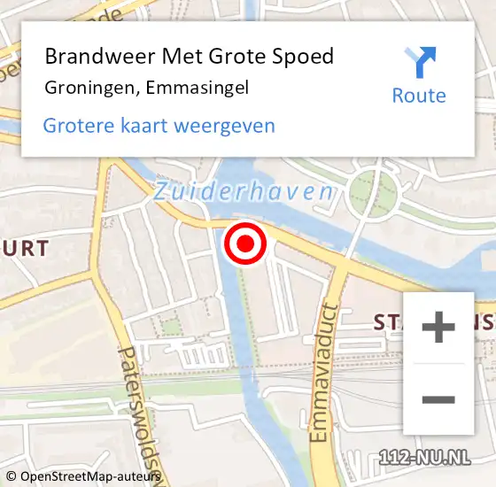 Locatie op kaart van de 112 melding: Brandweer Met Grote Spoed Naar Groningen, Emmasingel op 5 september 2022 11:35