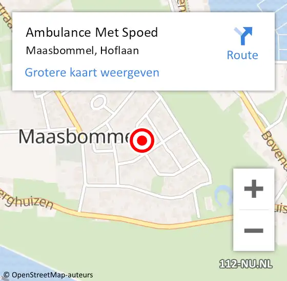 Locatie op kaart van de 112 melding: Ambulance Met Spoed Naar Maasbommel, Hoflaan op 5 september 2022 11:40