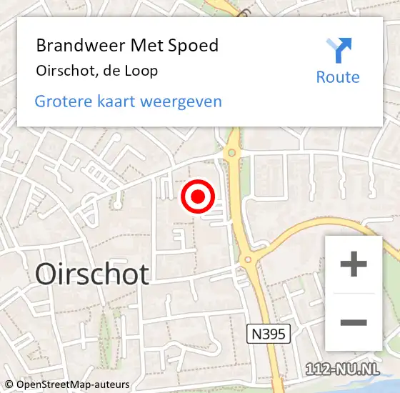 Locatie op kaart van de 112 melding: Brandweer Met Spoed Naar Oirschot, de Loop op 5 september 2022 11:42