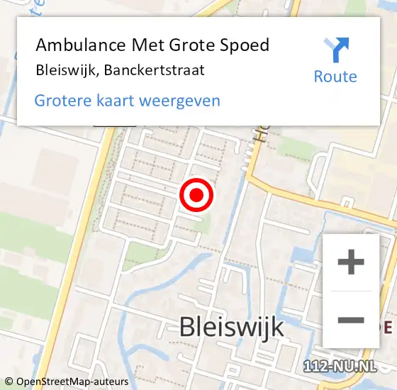 Locatie op kaart van de 112 melding: Ambulance Met Grote Spoed Naar Bleiswijk, Banckertstraat op 5 september 2022 11:55