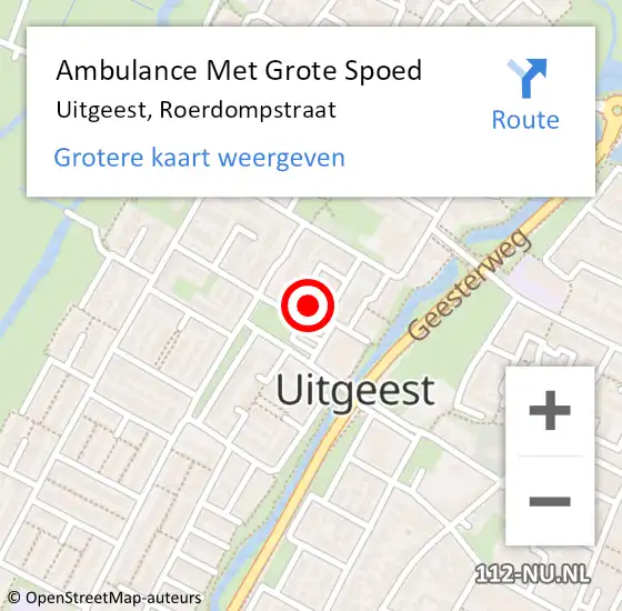 Locatie op kaart van de 112 melding: Ambulance Met Grote Spoed Naar Uitgeest, Roerdompstraat op 5 september 2022 11:57