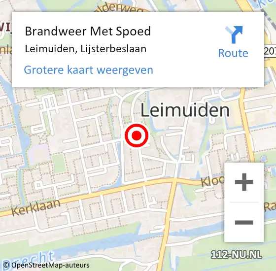 Locatie op kaart van de 112 melding: Brandweer Met Spoed Naar Leimuiden, Lijsterbeslaan op 28 juli 2014 14:50