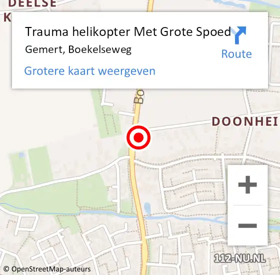 Locatie op kaart van de 112 melding: Trauma helikopter Met Grote Spoed Naar Gemert, Boekelseweg op 5 september 2022 12:27