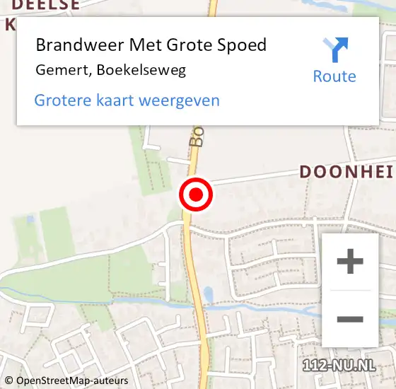 Locatie op kaart van de 112 melding: Brandweer Met Grote Spoed Naar Gemert, Boekelseweg op 5 september 2022 12:28