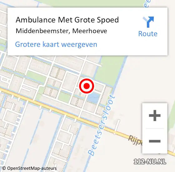 Locatie op kaart van de 112 melding: Ambulance Met Grote Spoed Naar Middenbeemster, Meerhoeve op 5 september 2022 12:33