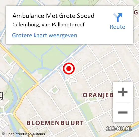 Locatie op kaart van de 112 melding: Ambulance Met Grote Spoed Naar Culemborg, van Pallandtdreef op 5 september 2022 12:34