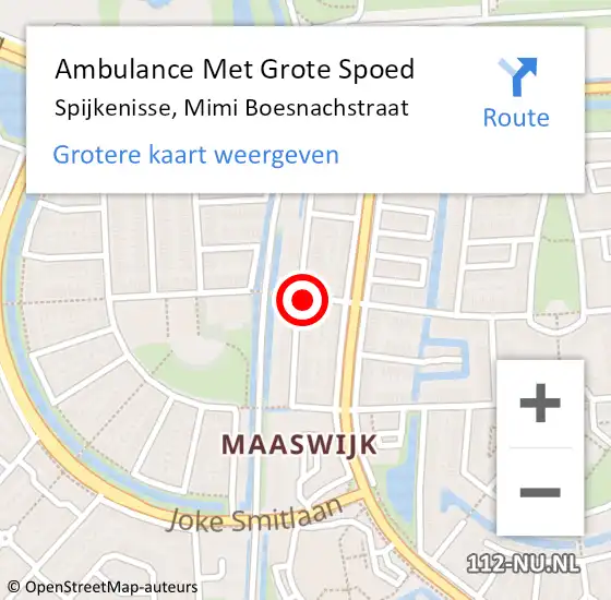 Locatie op kaart van de 112 melding: Ambulance Met Grote Spoed Naar Spijkenisse, Mimi Boesnachstraat op 5 september 2022 12:45