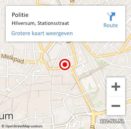 Locatie op kaart van de 112 melding: Politie Hilversum, Stationsstraat op 5 september 2022 12:52