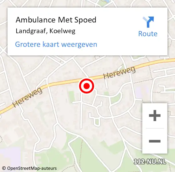 Locatie op kaart van de 112 melding: Ambulance Met Spoed Naar Landgraaf, Koelweg op 28 juli 2014 14:52