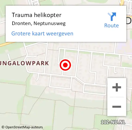 Locatie op kaart van de 112 melding: Trauma helikopter Dronten, Neptunusweg op 5 september 2022 12:54