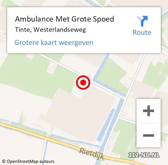 Locatie op kaart van de 112 melding: Ambulance Met Grote Spoed Naar Tinte, Westerlandseweg op 28 juli 2014 14:53