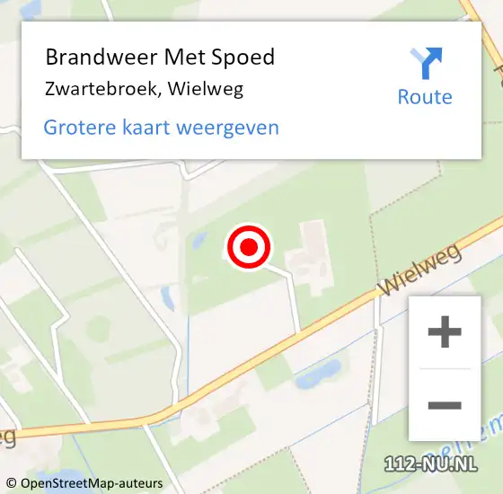 Locatie op kaart van de 112 melding: Brandweer Met Spoed Naar Zwartebroek, Wielweg op 5 september 2022 13:45